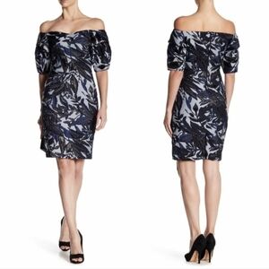 Alton Gray Off-the-Shoulder Jacquard Patterned Dress